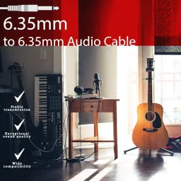 Device Of Urban Infotech 6.35mm (1/4) TS Mono Guitar Cable - Male To Male Audio Instrument Cable for Electric Guitar, Bass, Mandolin, Mixer (10Mtr.) - Black image 3