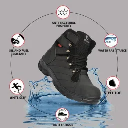 Ozarro Black Genuine Leather Steel Toe Safety Shoe M4443,09 image 1