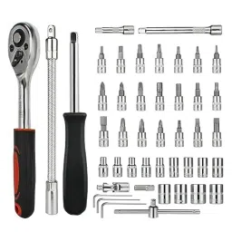 C7Gangani Tool Kit 46 Pcs Household | 1/4 Drive Socket Screwdriver Wrench Set for Bike, Car Repairs & More Spanner image 2