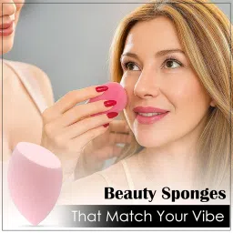 GLUN® Non-Latex Makeup Puffs, Pack of 4 Water Drop Gourd Oblique Cut Powder Puff, Makeup Cleaning Puff, Dry & Wet Use image 1