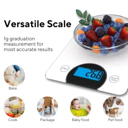 LIFETRONS Portable Electronic Premium Food Weight Machine Tempered Glass Top |Calorie Nutritionist Digital Kitchen Scale |Tare Function Batteries Included | Capacity 10Kg (White) (Calorie with Tape) image 2