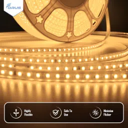 Forus LED Rope Strip Light 5 Meters 2 Year Warranty, Outdoor Waterproof Decorative Cove Lights for Ceiling, Balcony, Home Decor, Interior Decoration, Flexible Rope Light for Diwali, Christmas -Yellow image 1