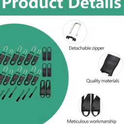 Removable Zipper Puller, 24-Piece Zipper Fixer Kit for Bags, Luggage, Jackets, Universal Zip Puller Replacement in Nylon/Metal Material image 2