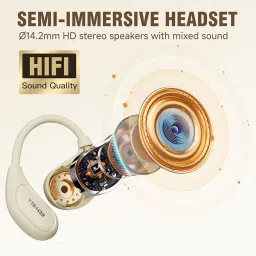 EDYELL Wireless Open Ear Buds, 72 H Playtime Waterproof Earphones Wireless, Hi-Fi Sound Bluetooth Earbuds, Touch Control Sport Headphones with Type-C Fast Charging (OWS-C5-Beige) image 4