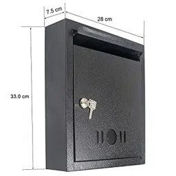 Aquriflo A4 Size Letter Box - Mail Box/Post Box/Letter Box for Home gate/Suggestion Box for Office- School/Complaint Box/Donation Box with Lock and Keys (Ivory) - Wall Mount Black image 2