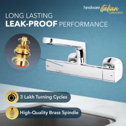 Hindware Italian Collection F530023CP Starc Hot and Cold Sink Mixer with Swivel Spout (Wall Mounted), Brass with Chrome Finish | 12-Year Manufacturer Warranty image 3