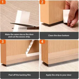 VARNH 3M Door Draft Stopper Tape – Heavy Duty Adhesive Rubber Seal (3M x 45mm) for Noise Reduction, Weather & Insect Protection-1 Pc (Transparent) image 4