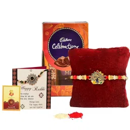 TIED RIBBONS Rakhi for Brother with Chocolate Combo Gift - Designer Peacock Rakhi with Chocolates Box and Rakshabandhan Card Tikka - Bracelet Rakhi for Men Brother Bhaiya Boys Kids (Design 3) 250 gram image 1