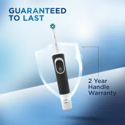 Oral B Vitality Rechargeable Rotating Electric Toothbrush for Adults, 2 Brushing Modes (Daily & Sensitive), 2 Min Timer with Quadpacer, 2 Year Warranty by Oral-B, IPX7 Water Resistant, Round Brush Head, (Black, 1) image 4