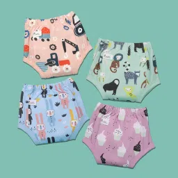 Potty Pants for Toddlers, Pull-up Padded Underwear with 4 layers of Organic Cotton Padding & Cotton Inner, Ideal for Potty Training 2-3 Year Babies (Busy Bunch) image 1