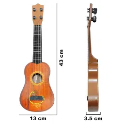 VGRASSP 17 Inch Wooden Texture Acoustic Guitar Toy for Kids with 4 Strings - Musical Strumming Instrument Toy for Boys and Girls - Color As Per Stock image 2