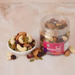 Krishival Nuts Healthy Nut Mix | Premium Trail Mix | Mixed Seeds with Dry Fruits | Almonds | Cashews | Pistachios | Pumpkin Seeds | Raisins | Cranberries, Reusable Jar (200 Grams, Jar) image 2