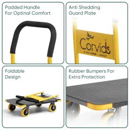 Corvids 200 Kg Heavy-Duty Folding Metal Hand Platform Trolley/Truck | 2-Year Warranty | Portable & Compact Industrial Dolly Cart with 360 Rotating Wheels for Home, Office & Warehouse Use image 3