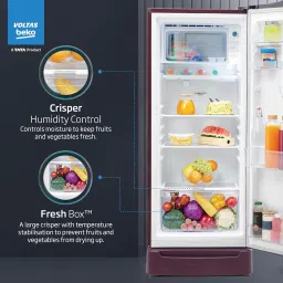 Voltas Beko, A TATA Product 183 L 4 Star Direct Cool Single Door Refrigerator (RDC215B/W0BWR0M0B00GO, Bonita Wine, Fresh Box Technology, with Base Drawer) image 5