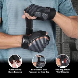 Nivia Tough 2 Men's Gym Gloves with Wrist Support, Women's Gym Gloves for Weightlifting, Training and Exercise Gloves for The Gym, Cycling Gloves,Cross Training Gloves (L, Orange) image 3