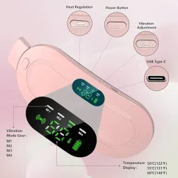 RUCON® Period Cramp Relief Massager & Heating Pad for Period Cramps Portable Cordless Period Pain Relief Device Menstrual Period Pain Relief (Pink A) image 1