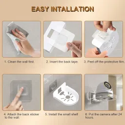 CCTV Camera Holder Wall Stand Without Drilling White No Drill Wall Shelves Self Adhesive Wall Shelf CCTV Camera Stand Wall Mount for Security Camera Wireless Cameras Baby Monitors 12x9.5x3.5cm image 5