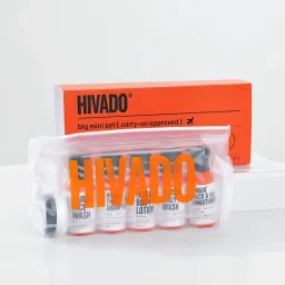 Hivado Travel-Sized Toiletry Kit for Men | Compact Grooming Set | Shower Gel, Face Wash, Body Lotion, Face Cream, Thick & Full Shampoo & Conditioner | Lightweight & Portable | Pack of 6 image 2