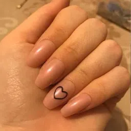 VIKSON INTERNATIONAL 24 Pcs press on skin Nude Beige || chrome Aurora Finish heart design || press on false Artificial Nails Extension set || with strong nail glue & nails apply kit for girls women. image 2