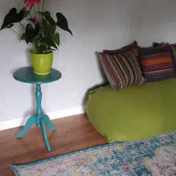 Wooden Plant Stand Round Antique Accent Bedside Table Coffee Stand Home Storage Organizer for Living Room Bedroom(Blue) image 3