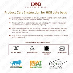 H&B Men's Jute Work Tote Tiffin Bags With Zip For Lunch (Medium Size, Print: Dine 3, Beige, Size: 11X9X6 Inch). image 4