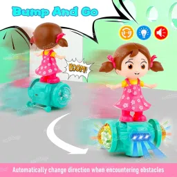 Zest 4 Toyz Musical Dancing Girl Doll Activity Play Center Toy 360 Degree Rotating with Flashing Lights and Bump n Go Action Toys for Kids (Pack of 1) Pink image 1