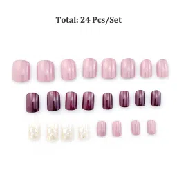 Nails Extension Kit Artificial Nail（Pack of 24）Press On Nails Everlasting French Tip False Nails Acrylic Full Fake Nail Tips Art Set With Nail Adhesive Stickers & Nail File(Style B) image 1