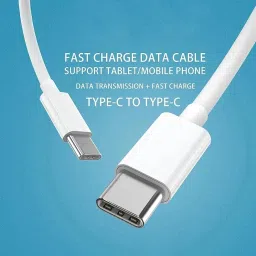 Shopnet Type-C To Type-C Cable For Hyundai Grand i10 Nios Sportz Dual Tone Original USB Data Cable PD Dash WRAP Fast Charging 60W High Speed Rapid Fast Turbo QC 3.0 Charging Cable (White, 4Amp, N-40) image 4