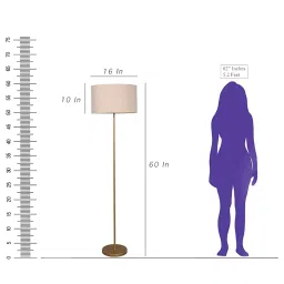 ANTIQUEMPORIUM Premium Italian Floor Lamp Standing Modern Golden Finish 5ft Height Off White Lamp Shade 12 inches Drum Shade for Living Room Corner, Home, Hotel, Office (Round Shade) image 2