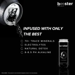 Booster Black Alkaline Drink | Superior Hydration With Infused Essential Minerals | 8+ pH Alkaline (500 ML Each Can) Better than Bottled Water & Mineral water(Pack of 12) image 4