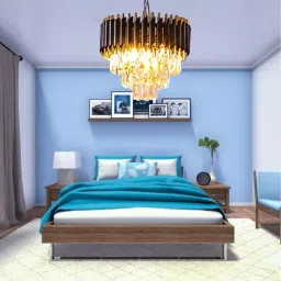 blissbells Black K-9 Crystal Pendant Aluminium Aluminum, Black Golden, Round (400) mm Chandelier Ceiling Lamp (Black) image 2