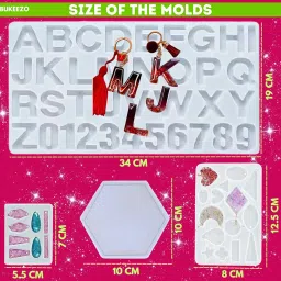 Bukeezo Resin art kit with moulds-epoxy resin art kit-200 Gm, keychain earring jewellery ring Coaster Alphabet and Feather Bookmark making materials kit with Mica, Glitters, Pigments and Flakes all things (WITH FOUR MOULD) image 3