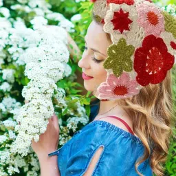 mittijoy Head Scarf for Women, Crochet Headband, Crochet Headband for Women Floral Head Scarf Stylish Bandana Lightweight and Breathable Versatile Accessory Perfect for Occasions image 4