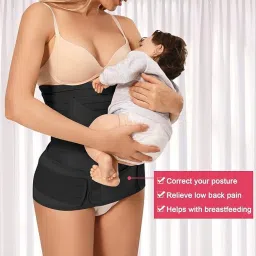 ORTHO MARK 3 in 1 Postpartum Belly Band Post Pregnancy Abdominal Belt for Women After Birth Belly/Waist/Pelvis Wrap Postnatal Shapewear, Tummy Reduction Black, Size L image 4
