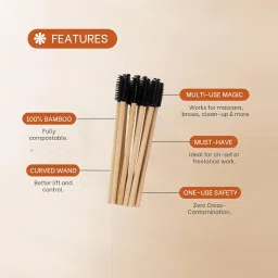 Code BEAUTY Disposable Bamboo Mascara Wands | Natural Bamboo Handles | 4-inch Length with 1-inch Brush Head | Eco-Friendly, Compostable, Single-Use Lash Applicators image 1