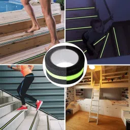 KITSSENTIAL® Anti Slip Glow Tape Luminous Non-Slip Grip Tape for Stairs & Slippery Surfaces, Self-Adhesive Radium Glow in The Dark Tape, Fall Resistant Skid Strips (2 InchX16.4 Foot) image 5