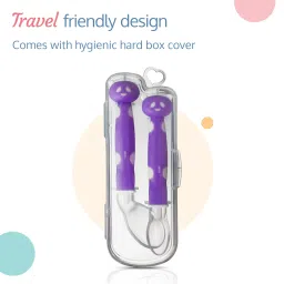 Luvlap Joy Star Baby Self Feeding Spoon Set, Soft Silicone Tip, Bpa Free, 2 Pcs, Magenta / White - 183 Mm image 4