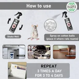 Hasper Rat Repellent Spray for Car, Home & Office (250 Ml), Rodent Repellent Spray, Rat Trap Away from Home, Protect Your Engine, Interior and Wiring | No Entry Car Anti Rat Protector Spray, Highly Effective, Easy to use image 2