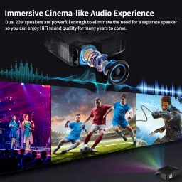 4K UHD Smart Projector with Built-in Apps WiFi Bluetooth, 1100ANSI Lumen Bright Indoor Daylight Projector 4K Support Ceiling Mounted Rear Proyector, for HDMI USB Netflix YouTube TV Video Movie Games image 4