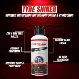 Motorwax Tyre Shiner (325mL) | Car & Bike Tyre Polish | German Innovation | Smooth Gloss Finish | No Dust Attraction | Restores Shine & Protection (Pack of- 1) image 4