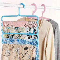 INOVERA (LABEL) Plastic Inovera 5 Layer Pants Clothes Hanger Wardrobe Storage Organizer Rack (Set Of 4), 33L X 1B X 32H Cm (Assorted Colour) image 3