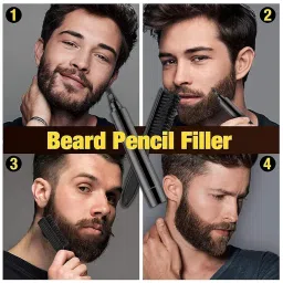 SARVO >2-in-1 Styling Beard Pencil Filler for Men, Beard Filling Pen Kit - WaterProof, Long Lasting Coverage & Natural Finish - Beard, Moustache & Eyebrows Bristle Brush Included [Black] image 4