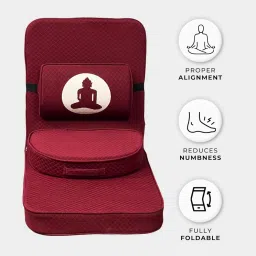 Friends Of Meditation ® Relaxing Buddha Meditation Chair with Rectangular Back Support (Maroon2) image 5