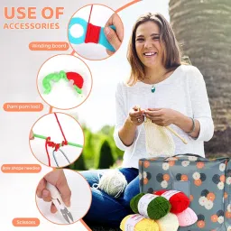 HASTHIP® Crochet Needle Kit 107Pcs Crochet Knitting Needle Kit with Carry Bag DIY Crochet Needle Kit with Tools & Accessories Comprehensive Crochet Needle Kit for Beginners & Professionals image 3