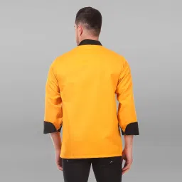 KODENIPR CLUB Men's and Women's Poly Cotton Black Collared Solid Chef Coat (Size Medium 38, Yellow) image 5