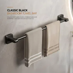 MIORAH 24 Inch Bathroom Towel Hanger for Wall – Space Aluminum Towel Rod | Self Adhesive, No Drill, Rustproof Modern Towel Bar Rack for Bathroom & Kitchen image 3