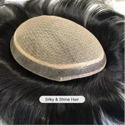 HAREZO Mirage Hair Patch for Men | Skin Base Wig for Men | | Natural Looking Crown & Partition Scalp Visible | Single knotting Hair with 2 Layer Net (Natural Black, 9x6) image 2