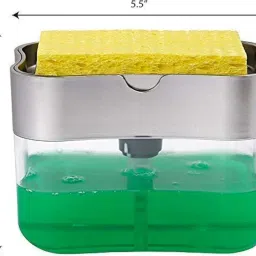 VYOOx® 2 in 1 Soap Pump Dispenser for Dishwasher Liquid Soap Sponge Holder Free Sponge image 3