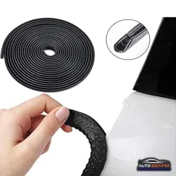 AutoBizarre Black Anti-Scratch Anti-Collision Heavy Duty Edge Guard Door Protection U Shape Edge Trim Rubber Seal Protector Rubber Clips Fit for All Cars - 5 Meters image 1