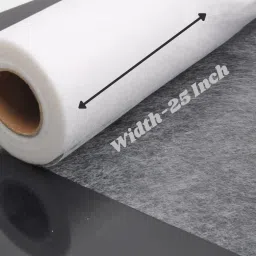 6 Meter Fusible Adhesive Interlining Buckram for Tailoring, Neck Design, Embroidery, & Crafts paper pasting canvas roll (white,25inch) image 1